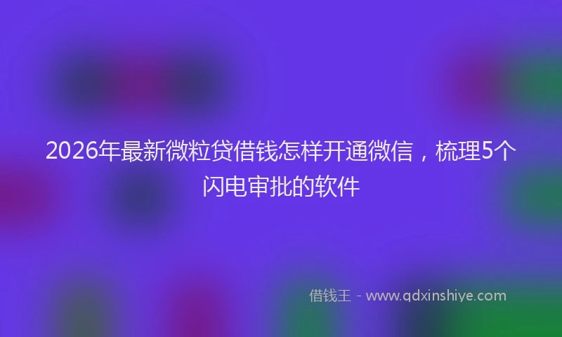 2026年最新微粒贷借钱怎样开通微信，梳理5个闪电审批的软件
