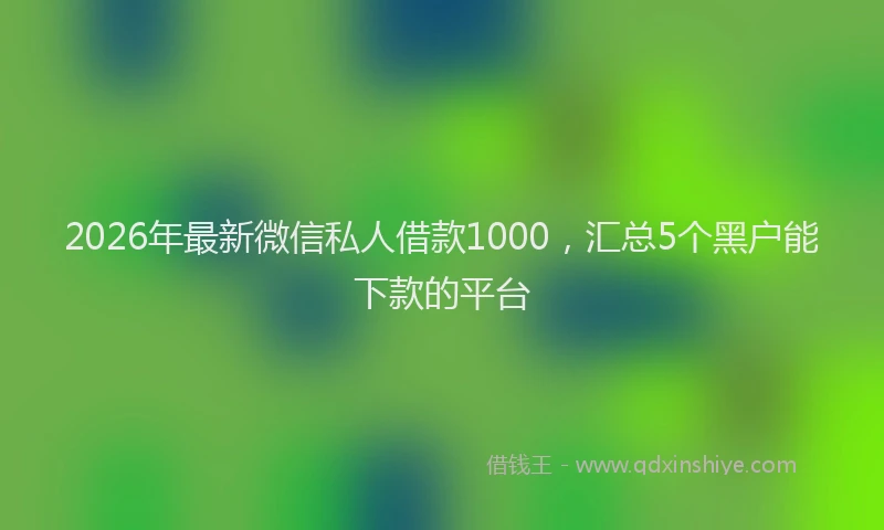 2026年最新微信私人借款1000，汇总5个黑户能下款的平台
