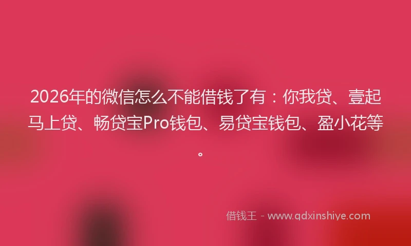 2026年的微信怎么不能借钱了有：你我贷、壹起马上贷、畅贷宝Pro钱包、易贷宝钱包、盈小花等。