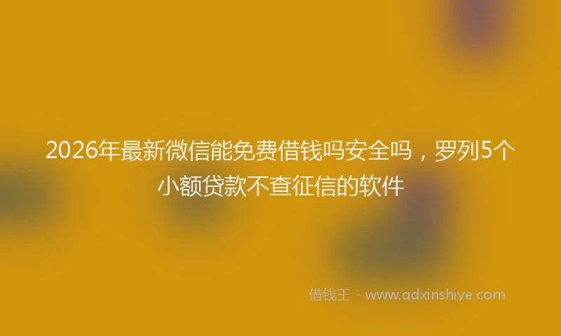 2026年最新微信能免费借钱吗安全吗，罗列5个小额贷款不查征信的软件