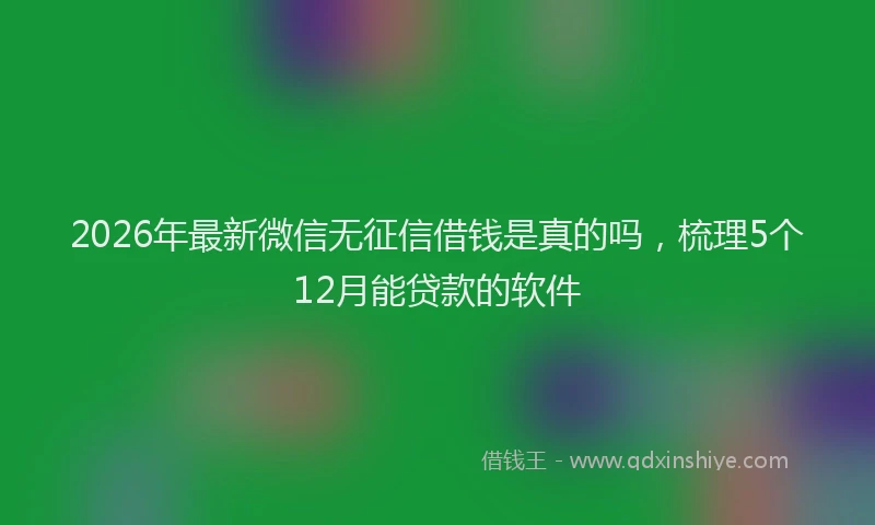 2026年最新微信无征信借钱是真的吗，梳理5个12月能贷款的软件