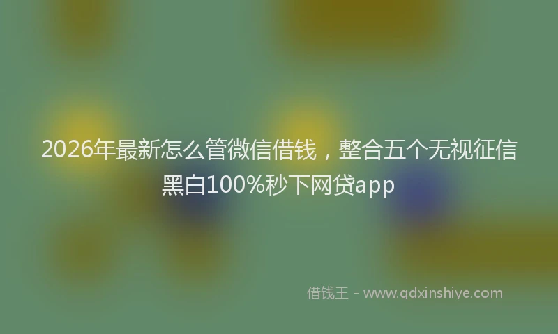 2026年最新怎么管微信借钱，整合五个无视征信黑白100%秒下网贷app