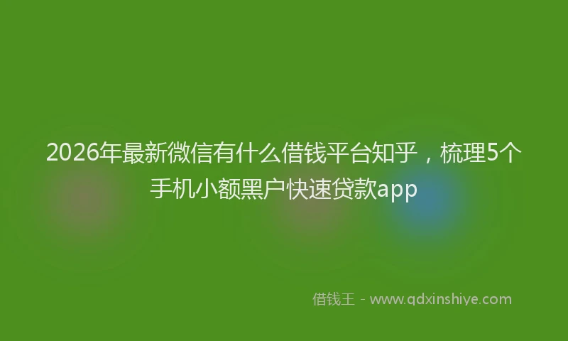 2026年最新微信有什么借钱平台知乎，梳理5个手机小额黑户快速贷款app