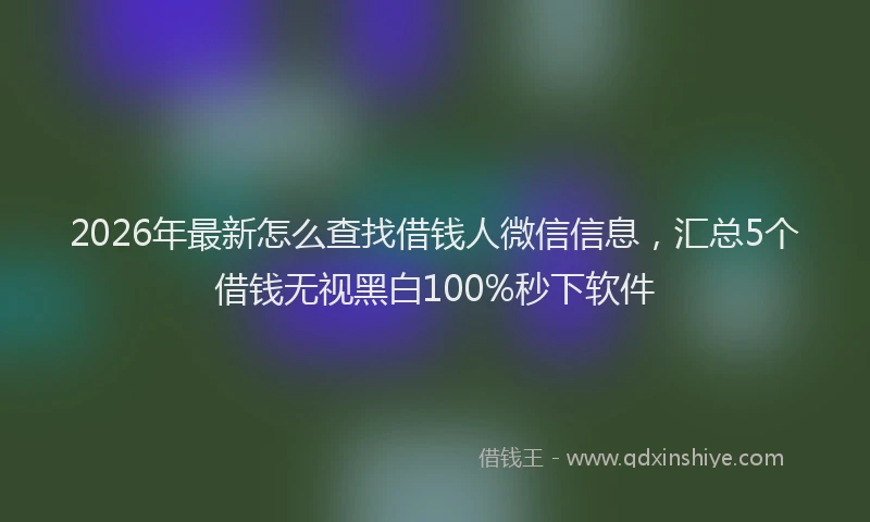 2026年最新怎么查找借钱人微信信息，汇总5个借钱无视黑白100%秒下软件