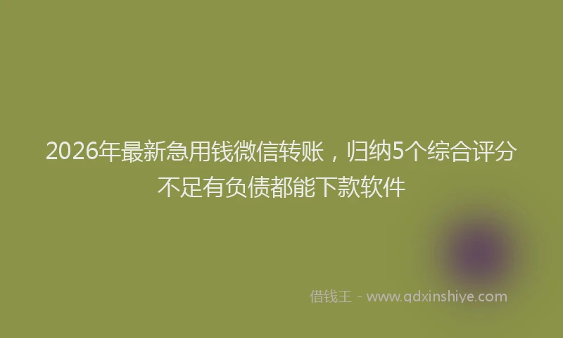 2026年最新急用钱微信转账，归纳5个综合评分不足有负债都能下款软件