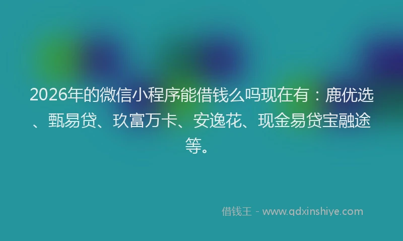 2026年的微信小程序能借钱么吗现在有：鹿优选、甄易贷、玖富万卡、安逸花、现金易贷宝融途等。