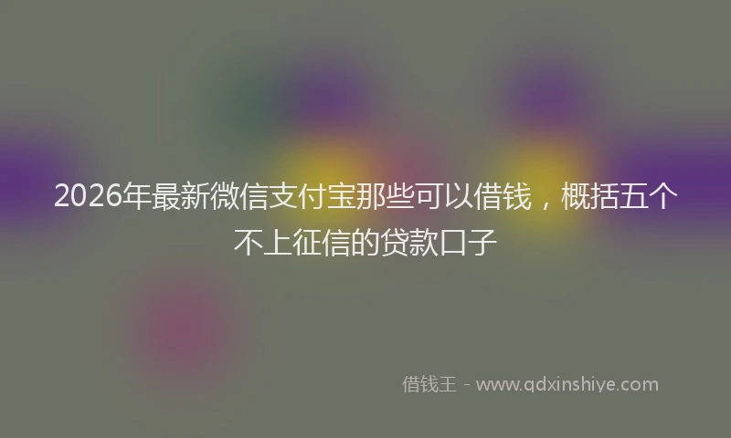 2026年最新微信支付宝那些可以借钱，概括五个不上征信的贷款口子