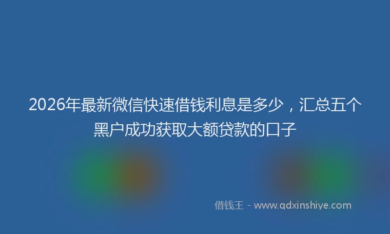 2026年最新微信快速借钱利息是多少，汇总五个黑户成功获取大额贷款的口子