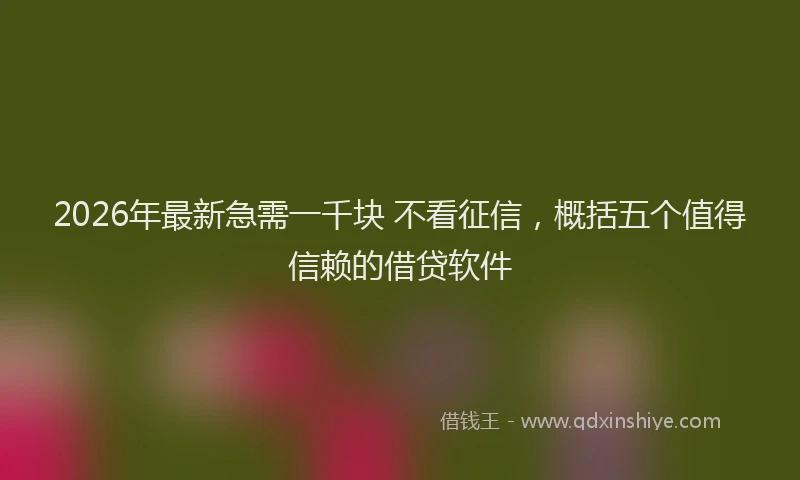 2026年最新急需一千块 不看征信，概括五个值得信赖的借贷软件