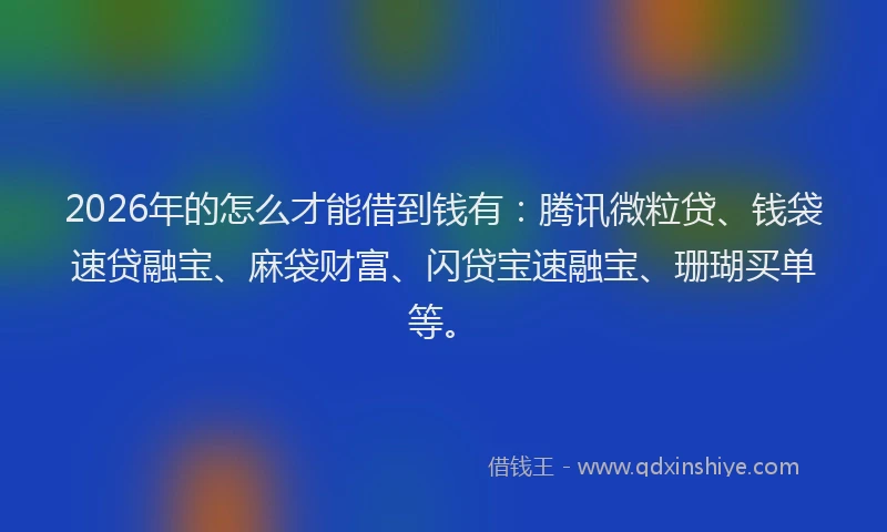 2026年的怎么才能借到钱有：腾讯微粒贷、钱袋速贷融宝、麻袋财富、闪贷宝速融宝、珊瑚买单等。