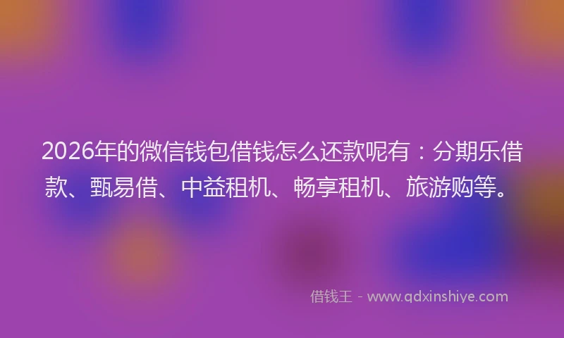 2026年的微信钱包借钱怎么还款呢有：分期乐借款、甄易借、中益租机、畅享租机、旅游购等。