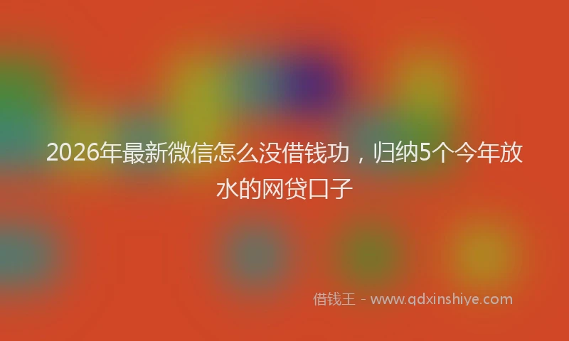 2026年最新微信怎么没借钱功，归纳5个今年放水的网贷口子