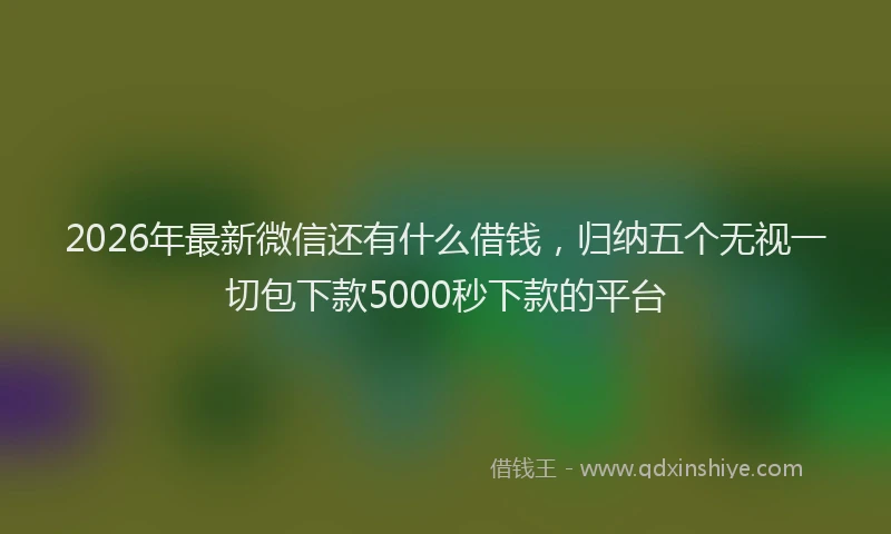 2026年最新微信还有什么借钱，归纳五个无视一切包下款5000秒下款的平台