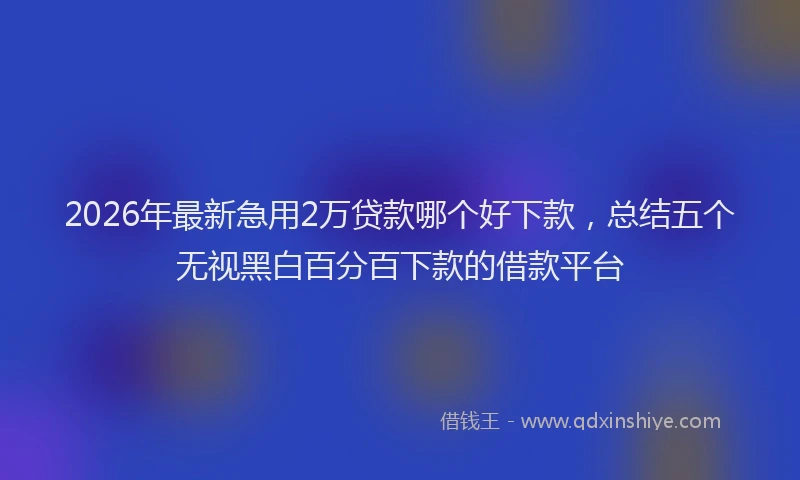 2026年最新急用2万贷款哪个好下款，总结五个无视黑白百分百下款的借款平台