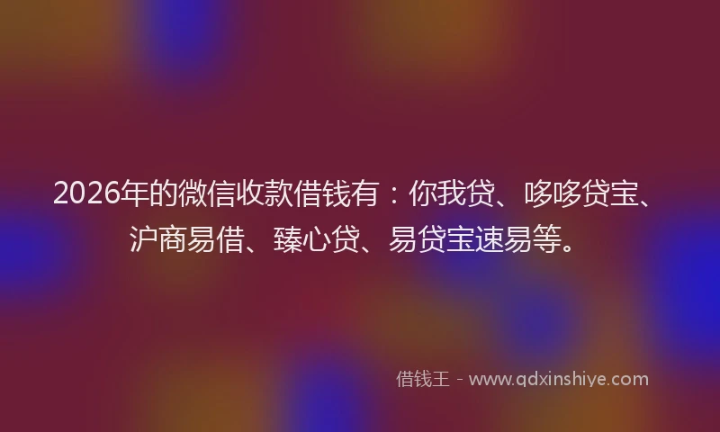 2026年的微信收款借钱有：你我贷、哆哆贷宝、沪商易借、臻心贷、易贷宝速易等。