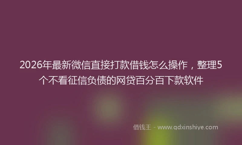 2026年最新微信直接打款借钱怎么操作，整理5个不看征信负债的网贷百分百下款软件