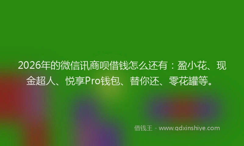 2026年的微信讯商呗借钱怎么还有：盈小花、现金超人、悦享Pro钱包、替你还、零花罐等。