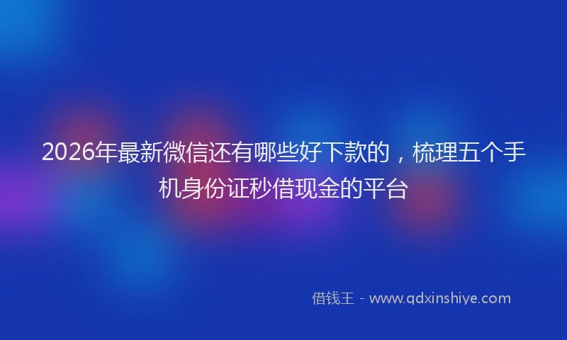 2026年最新微信还有哪些好下款的，梳理五个手机身份证秒借现金的平台