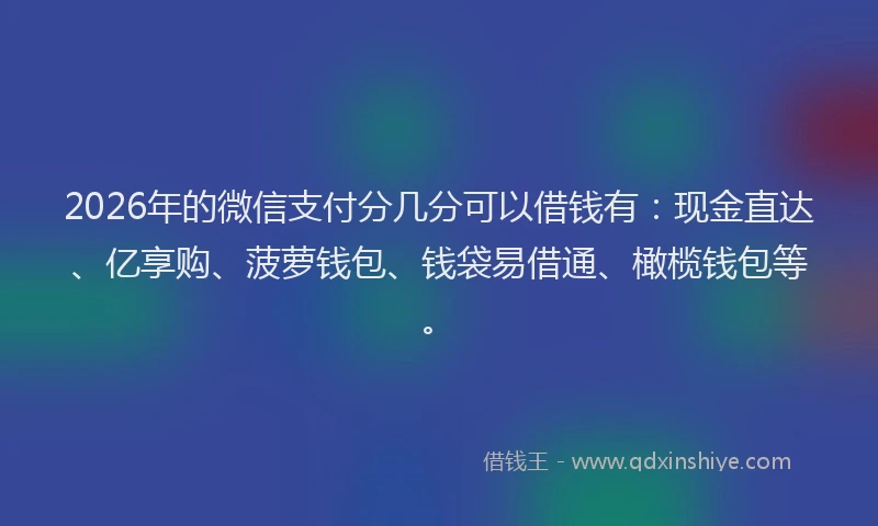2026年的微信支付分几分可以借钱有：现金直达、亿享购、菠萝钱包、钱袋易借通、橄榄钱包等。