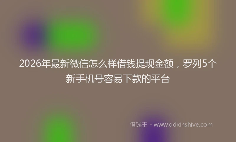 2026年最新微信怎么样借钱提现金额，罗列5个新手机号容易下款的平台