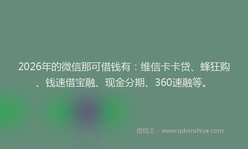 2026年的微信那可借钱有：维信卡卡贷、蜂狂购、钱速借宝融、现金分期、360速融等。