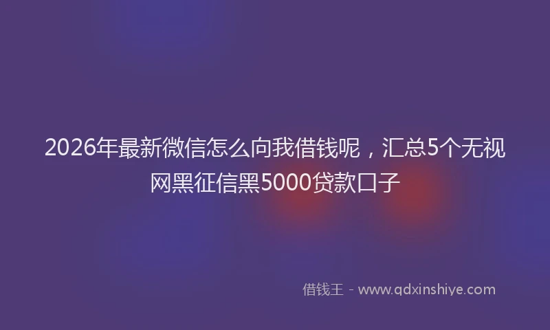 2026年最新微信怎么向我借钱呢，汇总5个无视网黑征信黑5000贷款口子