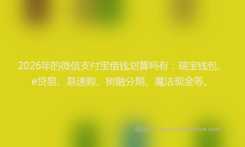 2026年的微信支付宝借钱划算吗有：瑞宝钱包、e贷易、易速购、树融分期、魔法现金等。