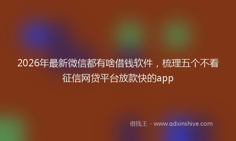 2026年最新微信都有啥借钱软件，梳理五个不看征信网贷平台放款快的app
