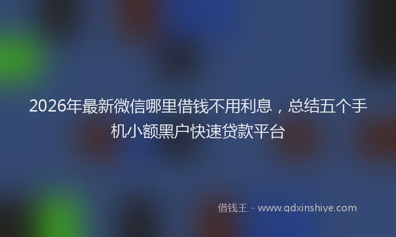 2026年最新微信哪里借钱不用利息，总结五个手机小额黑户快速贷款平台
