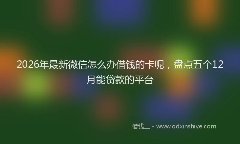 2026年最新微信怎么办借钱的卡呢，盘点五个12月能贷款的平台