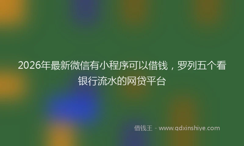 2026年最新微信有小程序可以借钱，罗列五个看银行流水的网贷平台