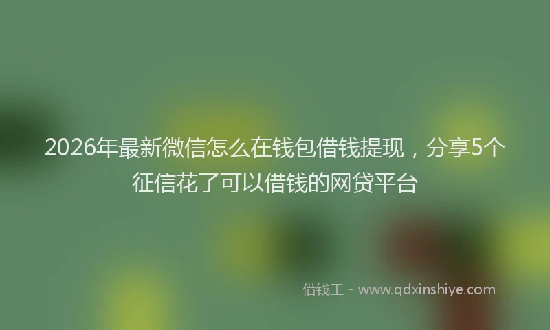 2026年最新微信怎么在钱包借钱提现，分享5个征信花了可以借钱的网贷平台
