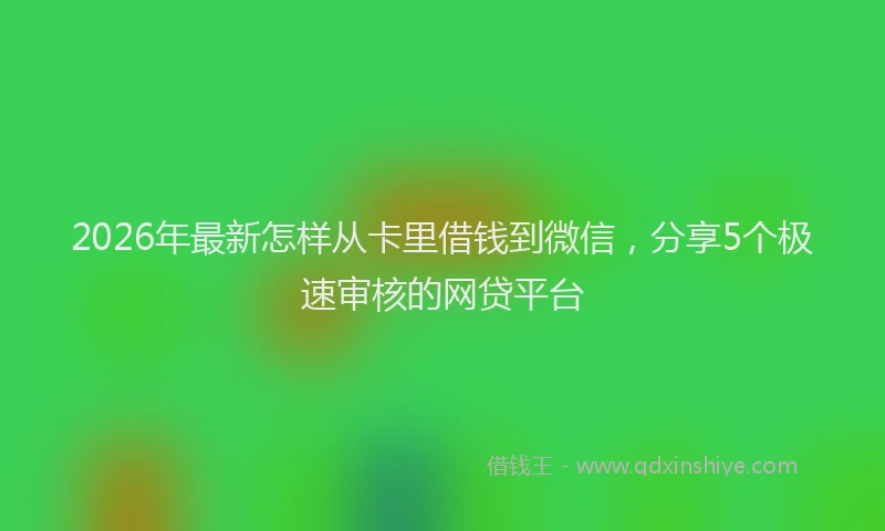 2026年最新怎样从卡里借钱到微信，分享5个极速审核的网贷平台