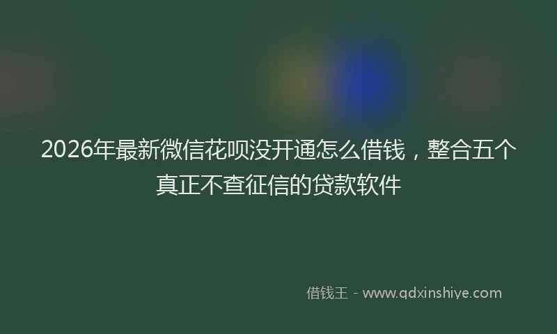 2026年最新微信花呗没开通怎么借钱，整合五个真正不查征信的贷款软件