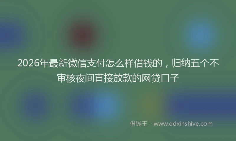 2026年最新微信支付怎么样借钱的，归纳五个不审核夜间直接放款的网贷口子