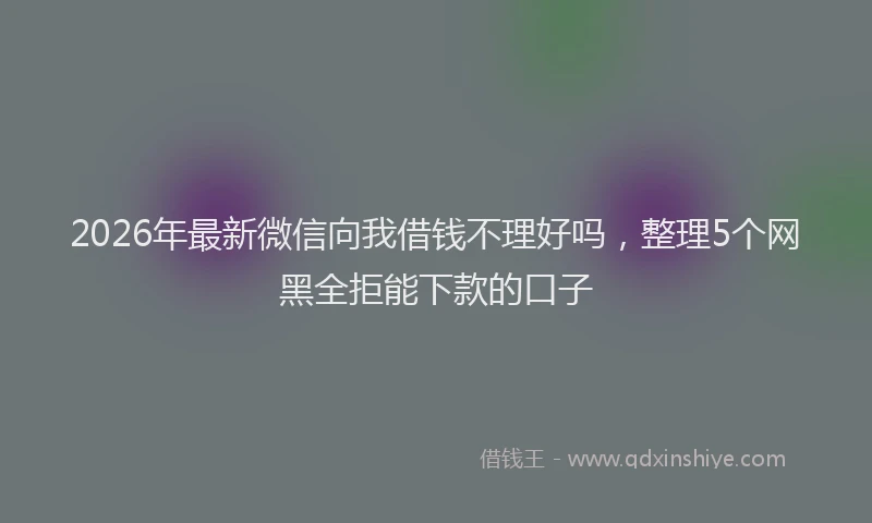 2026年最新微信向我借钱不理好吗，整理5个网黑全拒能下款的口子