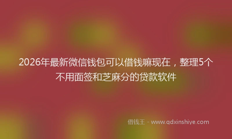 2026年最新微信钱包可以借钱嘛现在，整理5个不用面签和芝麻分的贷款软件