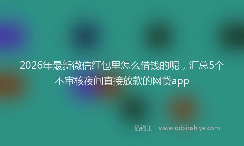 2026年最新微信红包里怎么借钱的呢，汇总5个不审核夜间直接放款的网贷app