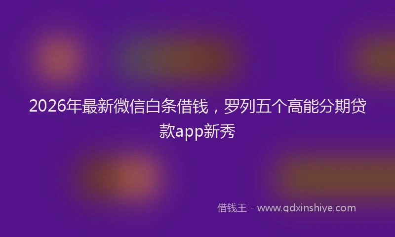 2026年最新微信白条借钱，罗列五个高能分期贷款app新秀