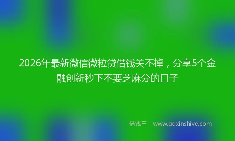 2026年最新微信微粒贷借钱关不掉，分享5个金融创新秒下不要芝麻分的口子