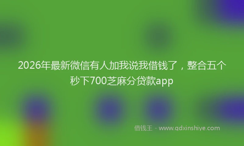 2026年最新微信有人加我说我借钱了，整合五个秒下700芝麻分贷款app