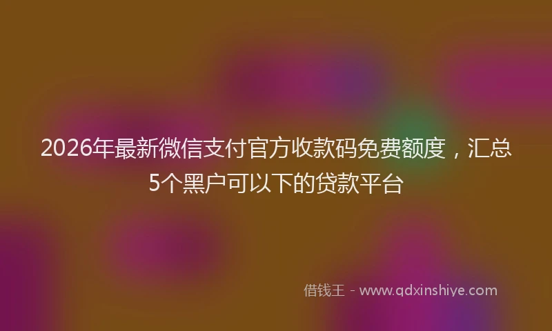 2026年最新微信支付官方收款码免费额度，汇总5个黑户可以下的贷款平台