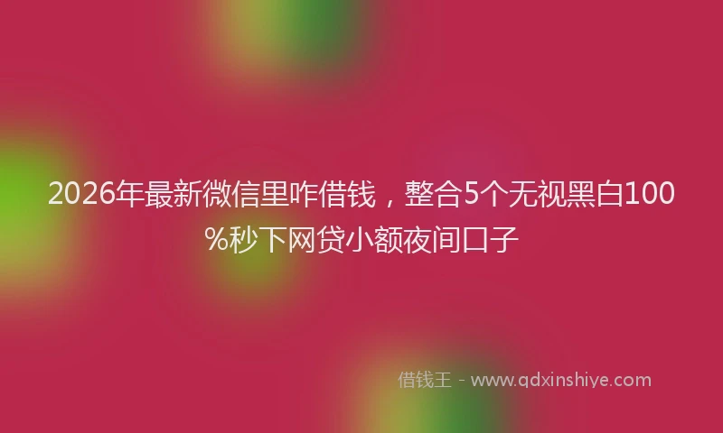 2026年最新微信里咋借钱，整合5个无视黑白100%秒下网贷小额夜间口子