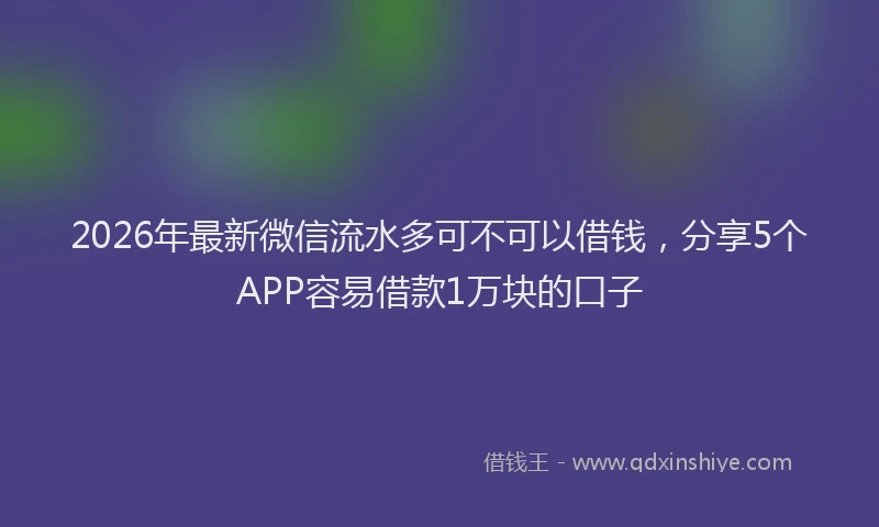 2026年最新微信流水多可不可以借钱，分享5个APP容易借款1万块的口子