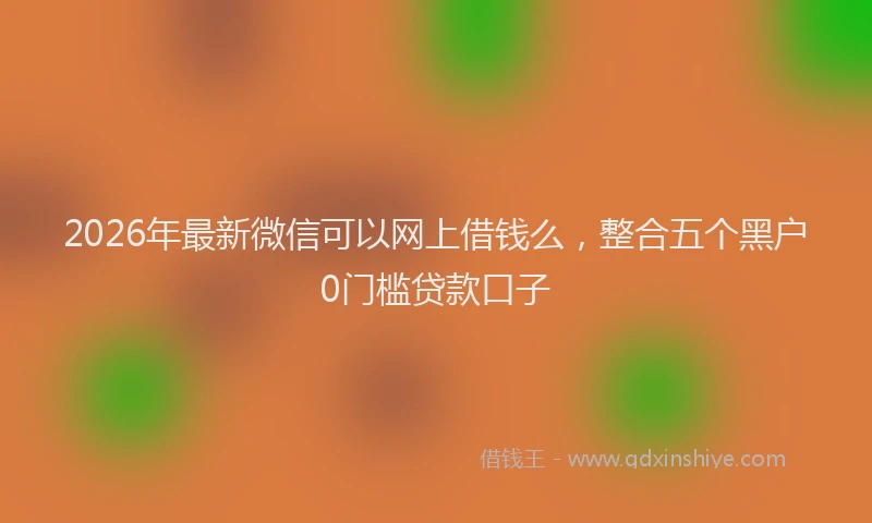 2026年最新微信可以网上借钱么，整合五个黑户0门槛贷款口子