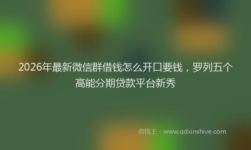 2026年最新微信群借钱怎么开口要钱，罗列五个高能分期贷款平台新秀