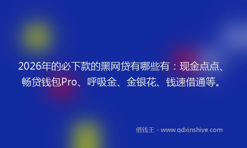 2026年的必下款的黑网贷有哪些有：现金点点、畅贷钱包Pro、呼吸金、金银花、钱速借通等。