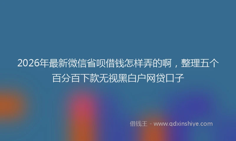 2026年最新微信省呗借钱怎样弄的啊，整理五个百分百下款无视黑白户网贷口子
