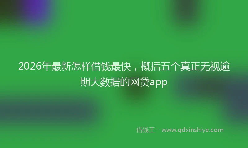 2026年最新怎样借钱最快，概括五个真正无视逾期大数据的网贷app