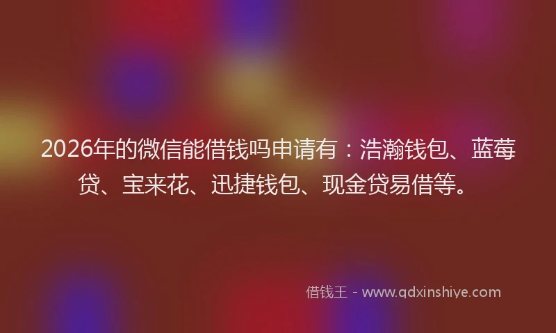 2026年的微信能借钱吗申请有：浩瀚钱包、蓝莓贷、宝来花、迅捷钱包、现金贷易借等。